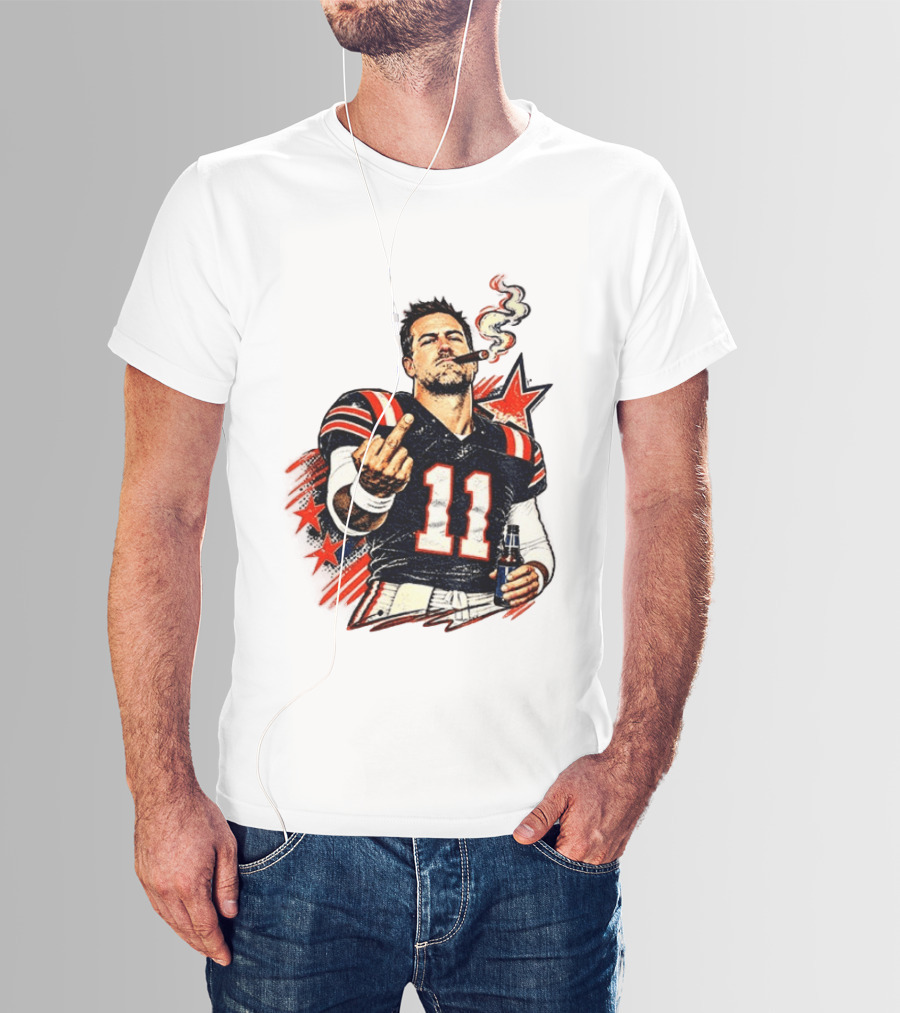 Case Keenum 11 Smoking Cigar Middle Finger Gesture T-Shirt