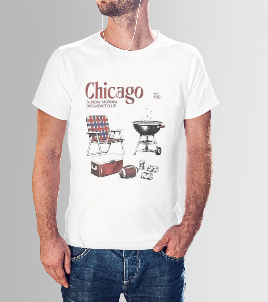 Chicago Sunday Morning Breakfast Club 1920 Charcoal Grill Lawn Chair Cooler T-Shirt