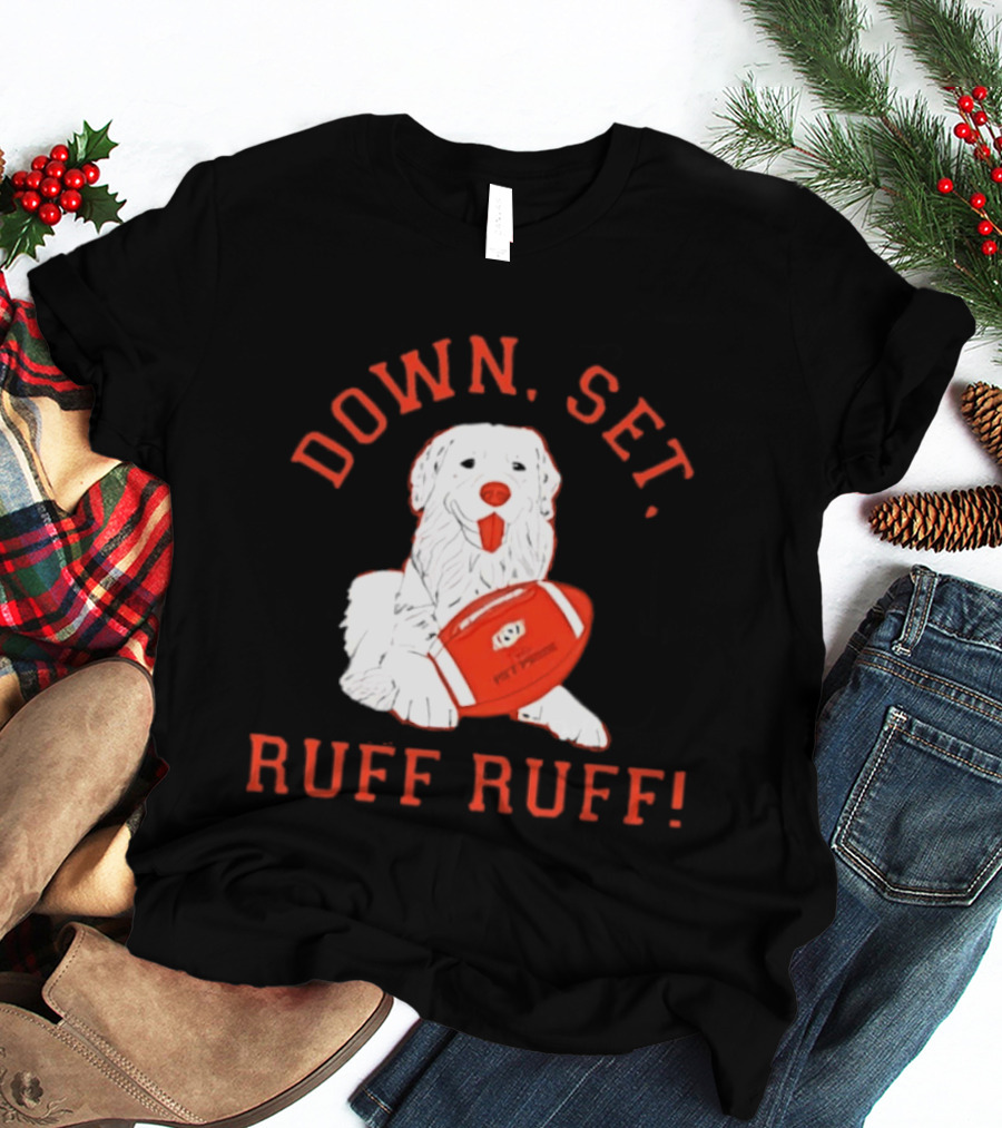 Pet Pride Dog Down Set Ruff Ruff Football T-Shirt