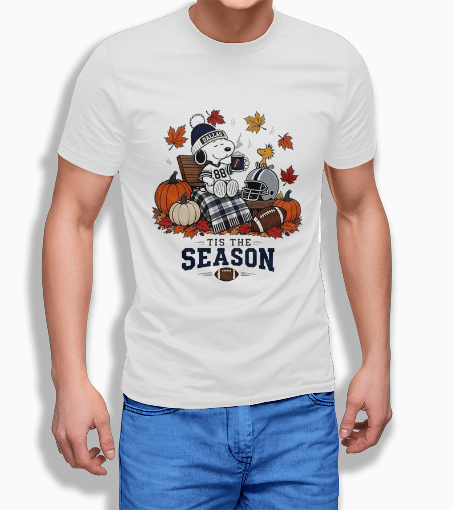 Dallas Cowboys Snoopy Woodstock Fall Football 'Tis The Season T-Shirt