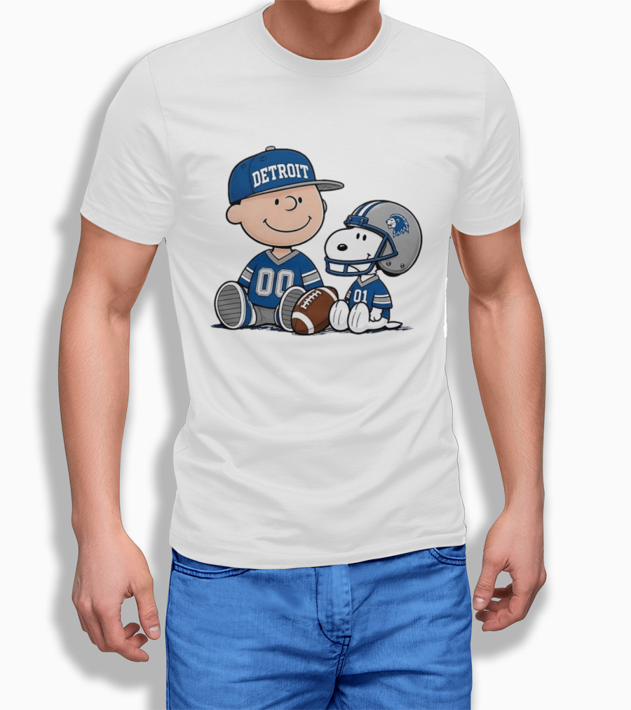 Detroit Lions Charlie Brown Snoopy Fan Jersey 00 01 Football T-Shirt