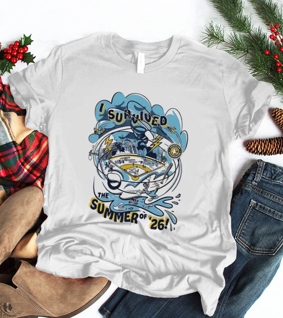 I Survived The Summer Of '26 Edmonton Riverhawks Baseball Lightning Storms T-Shirt