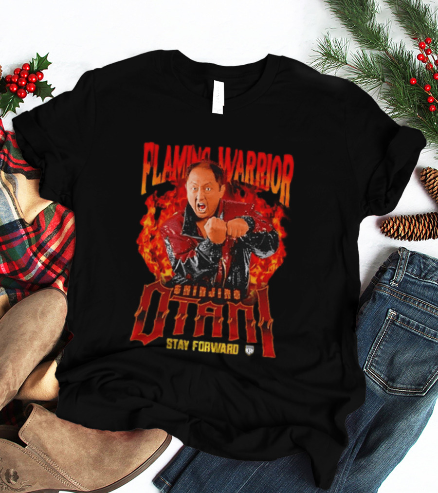 Shinjiro Otani Flaming Warrior NJPW Stay Forward Clenched Fists Fire T-Shirt