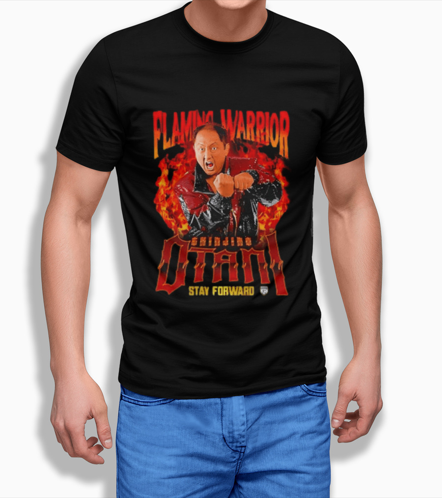 Shinjiro Otani Flaming Warrior NJPW Stay Forward Clenched Fists Fire T-Shirt