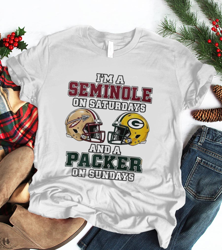 I'm A Seminole On Saturdays And A Packer On Sundays Football Helmets T-Shirt