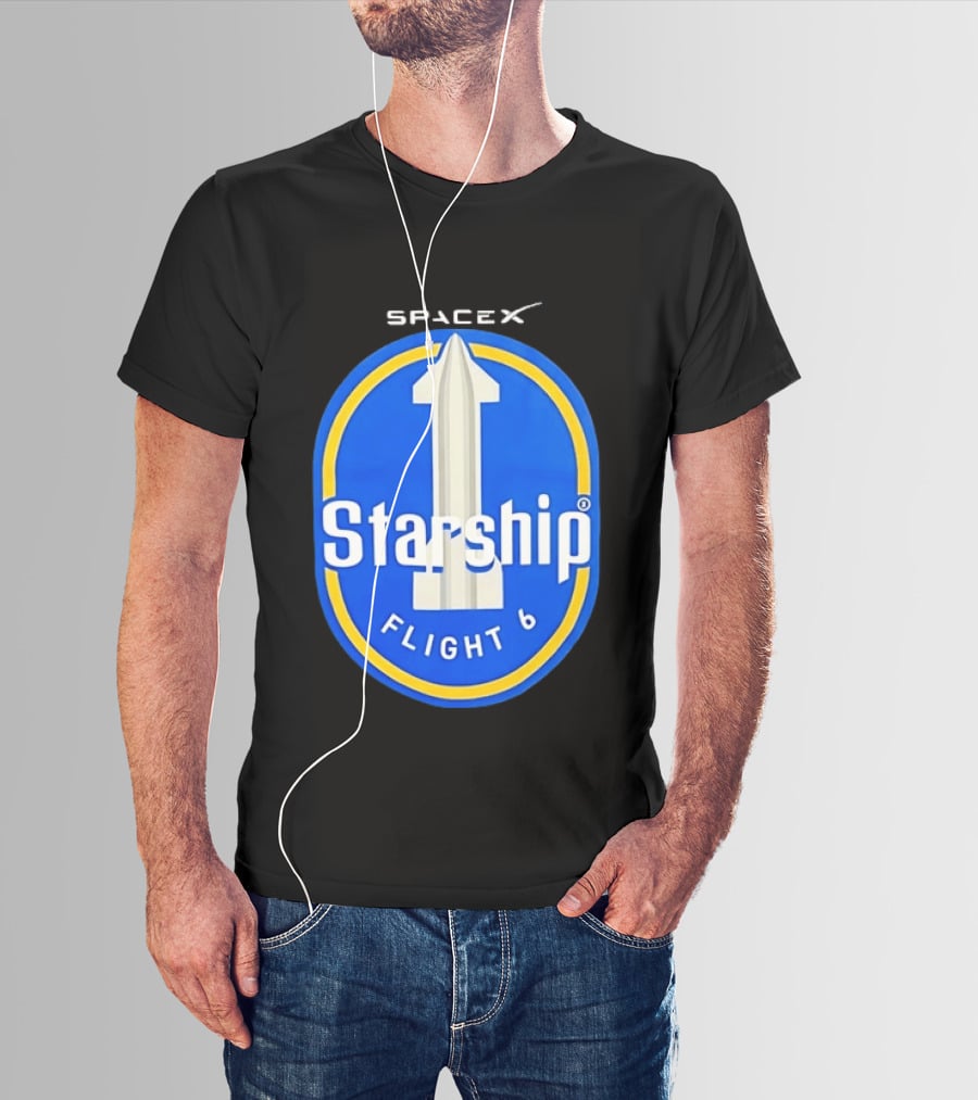 SpaceX Starship Flight 6 Mission Patch Emblem Space Exploration T-Shirt