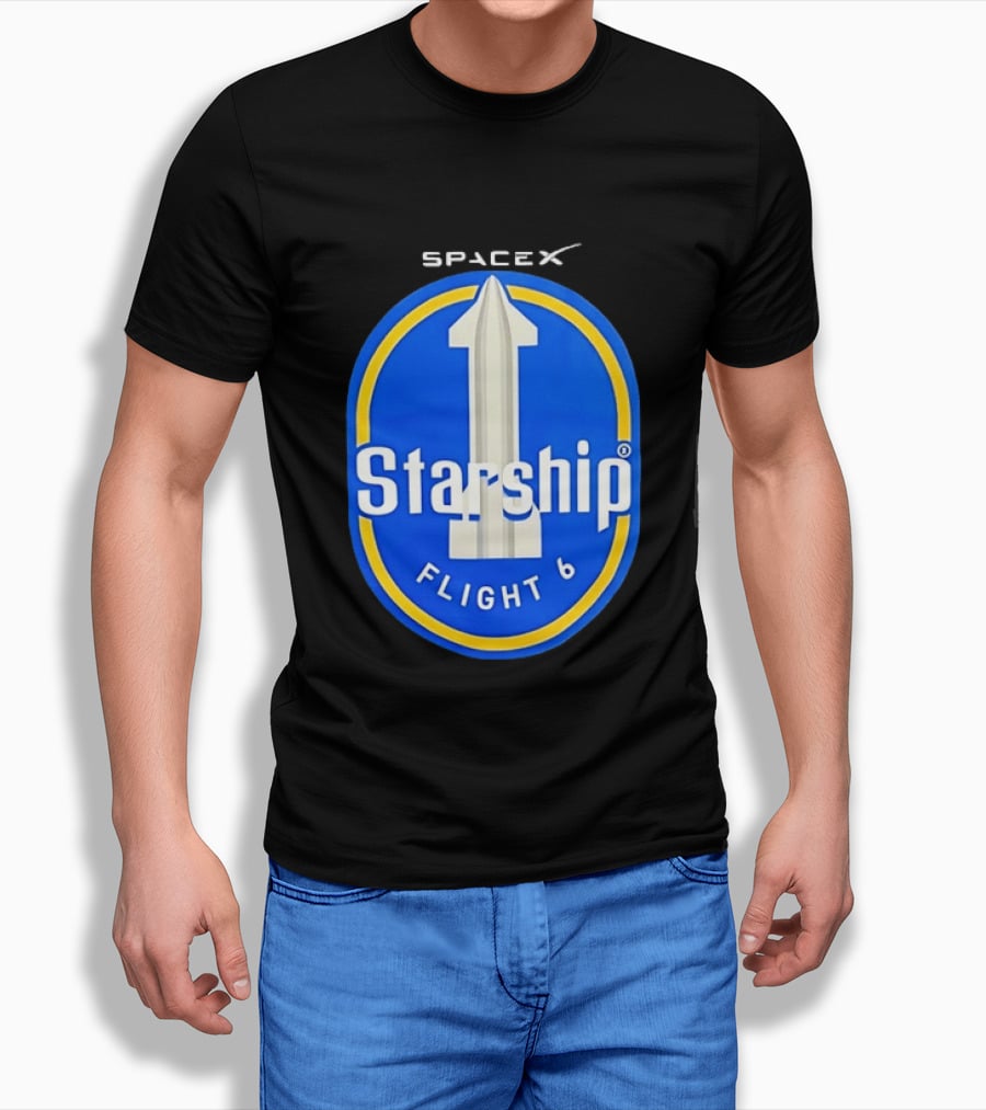 SpaceX Starship Flight 6 Mission Patch Emblem Space Exploration T-Shirt