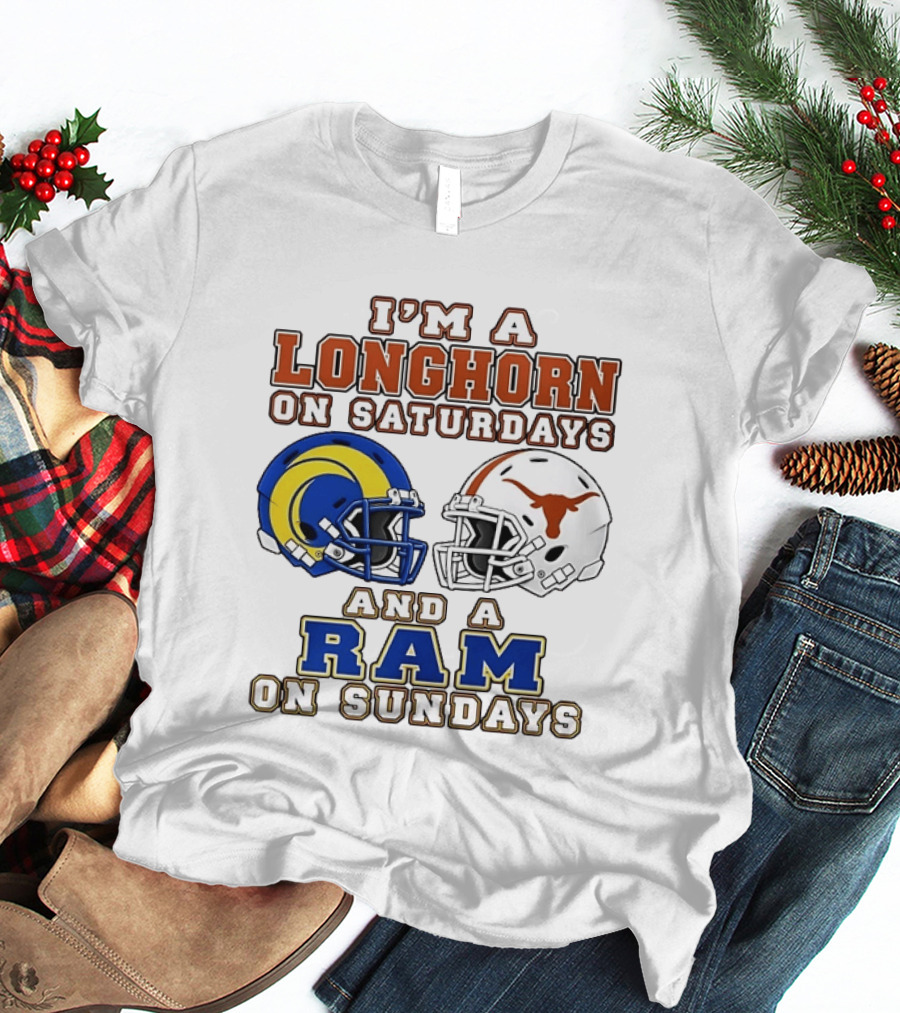 I'm A Longhorn On Saturdays And A Ram On Sundays Two Helmet 2026 T-Shirt