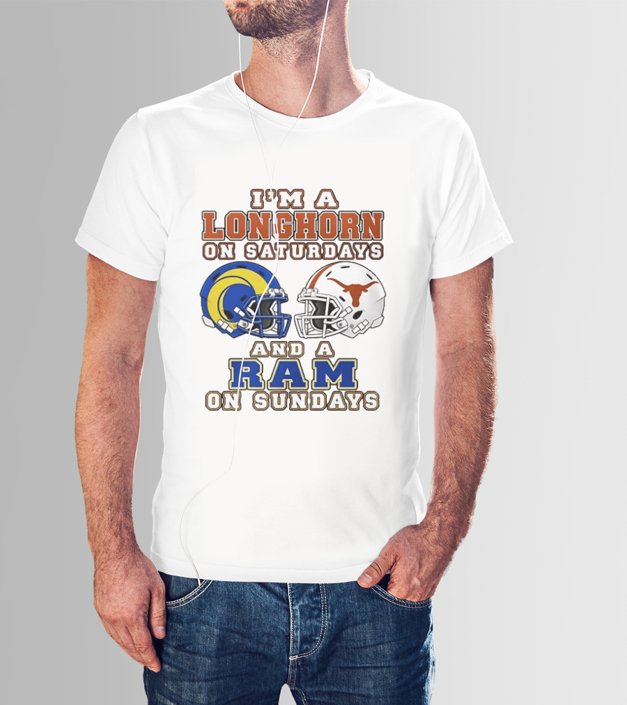 I'm A Longhorn On Saturdays And A Ram On Sundays Two Helmet 2026 T-Shirt