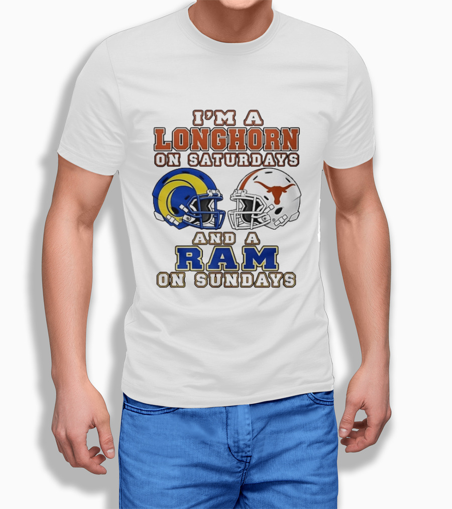 I'm A Longhorn On Saturdays And A Ram On Sundays Two Helmet 2026 T-Shirt