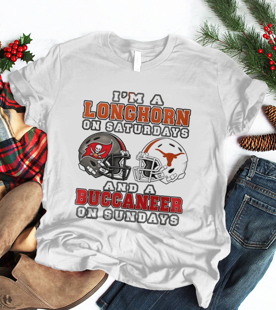 I'm A Longhorn On Saturdays And A Buccaneer On Sundays Two Helmet 2026 T-Shirt