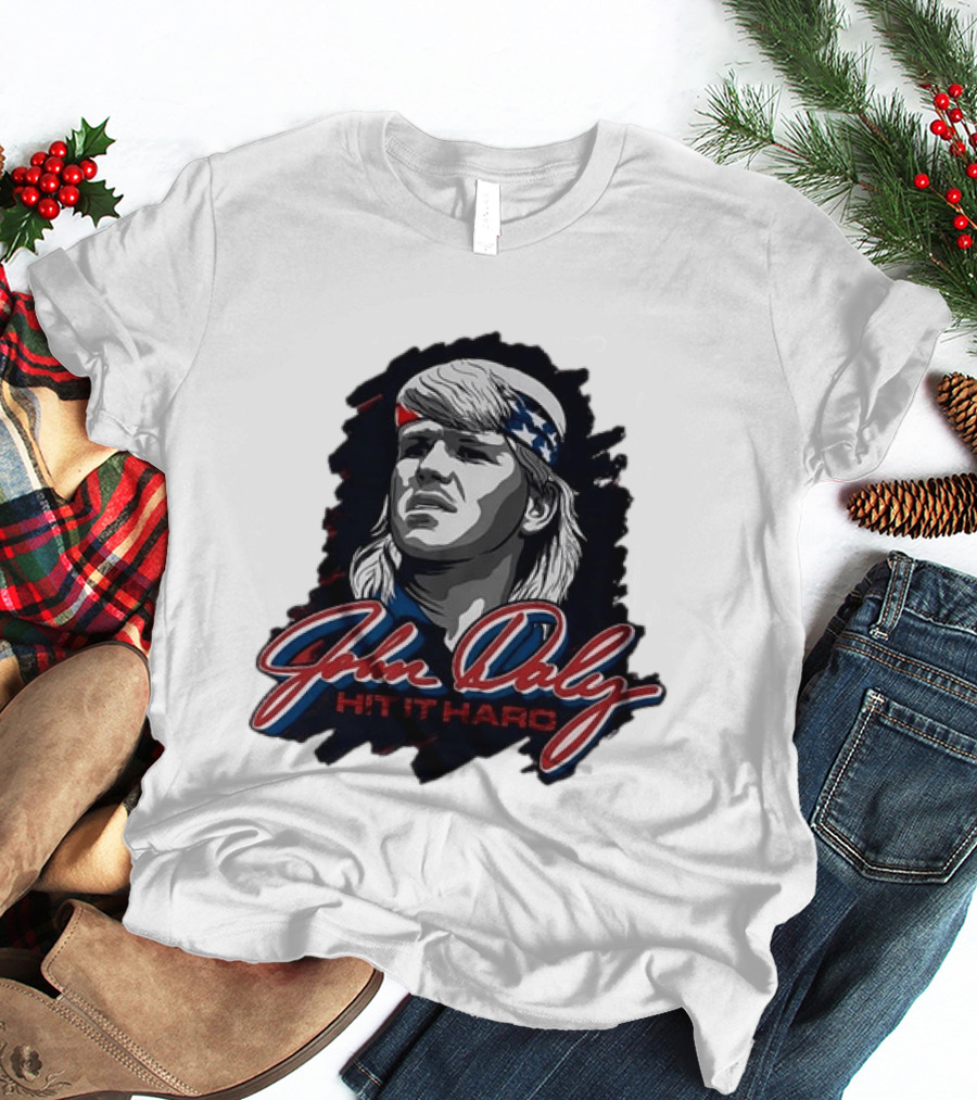 John Daly Hit It Hard Man American Flag Bandana T-Shirt