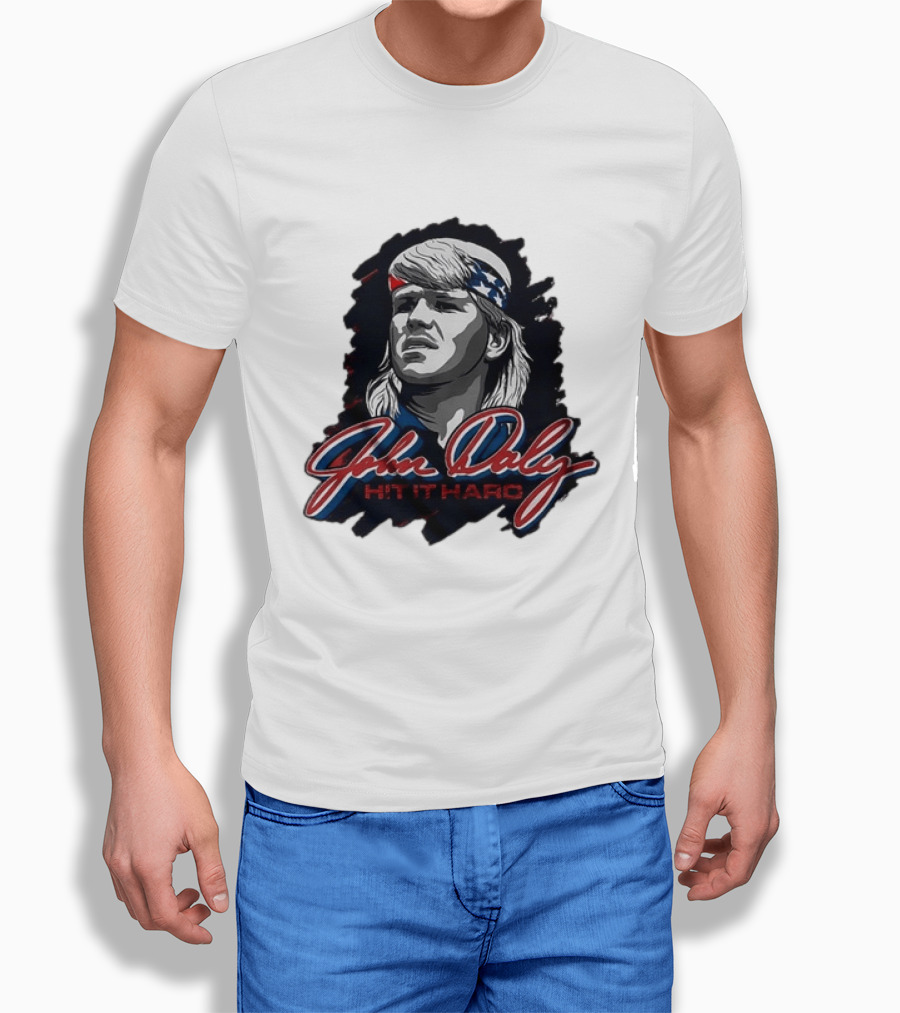 John Daly Hit It Hard Man American Flag Bandana T-Shirt