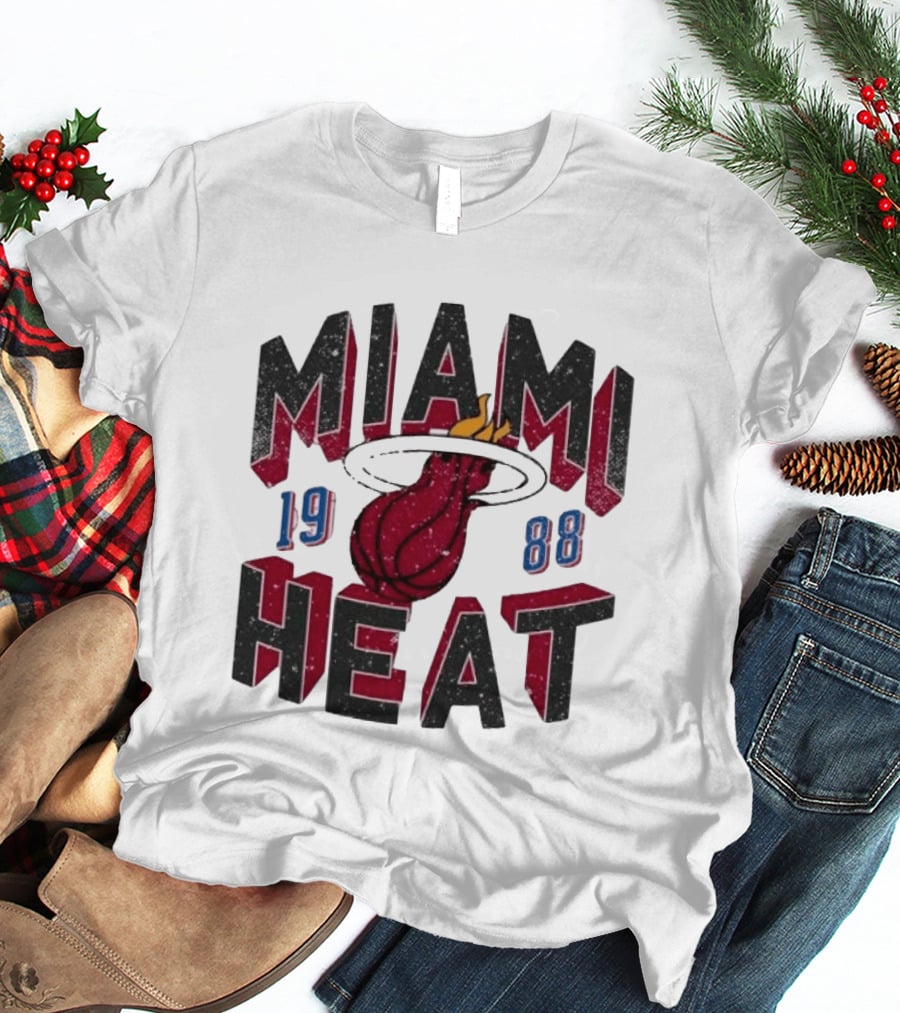 Miami Heat 1988 Flaming Basketball NBA Peace Collective T-Shirt