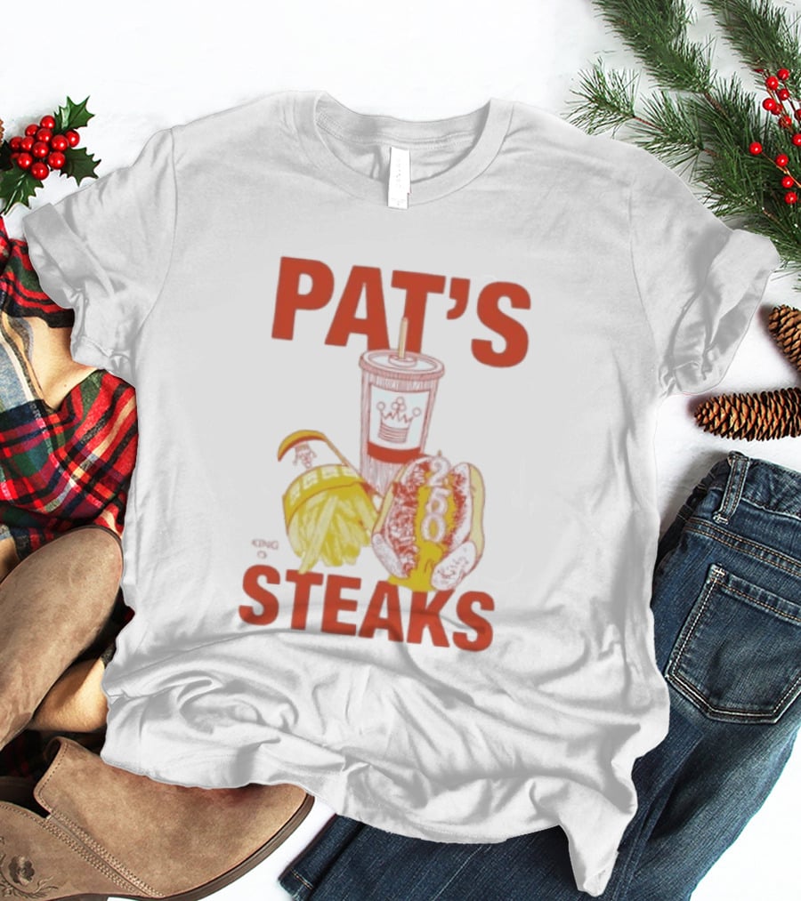 Pat's King Of Steaks 250 Cheesesteak Philadelphia Iconic Sandwich And Drink T-Shirt