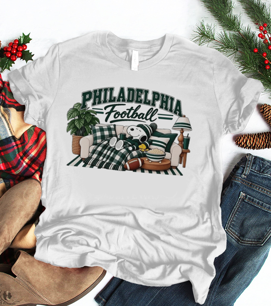 Philadelphia Eagles Football Snoopy Woodstock Cozy Couch T-Shirt