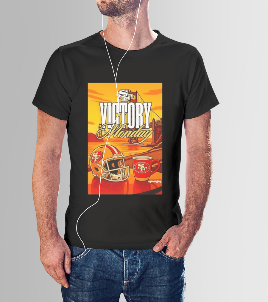 San Francisco 49ers Victory Monday Golden Gate Helmet And Coffee T-Shirt