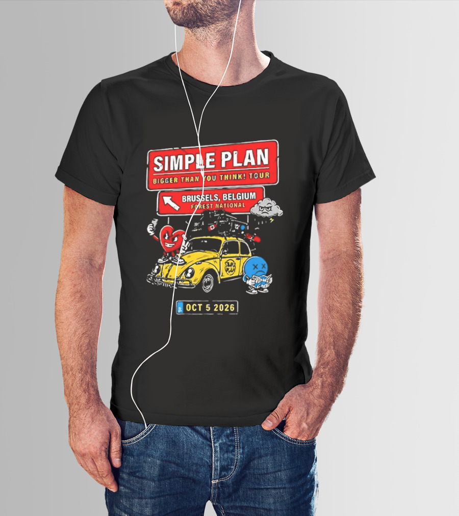 Simple Plan Bigger Than You Think Tour Brussels Belgium Forest National Oct 5 2026 T-Shirt