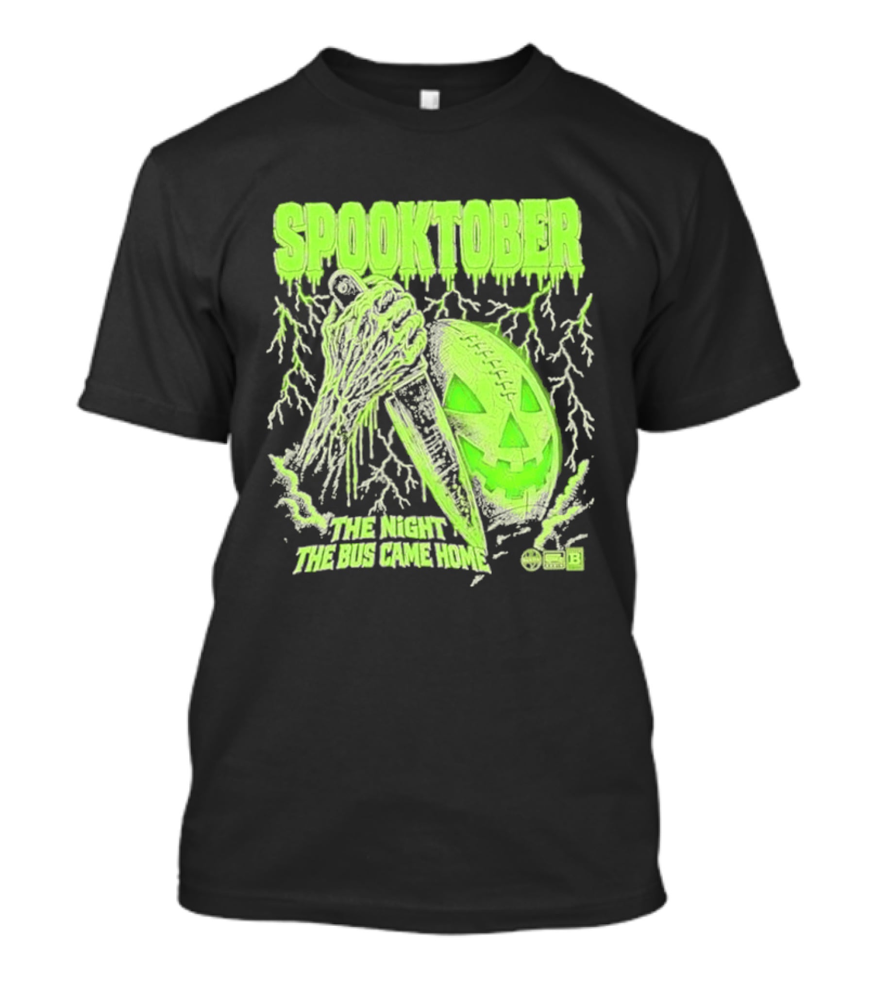 Spooktober The Night The Bus Came Home Halloween Knife Pumpkin Forest T-Shirt