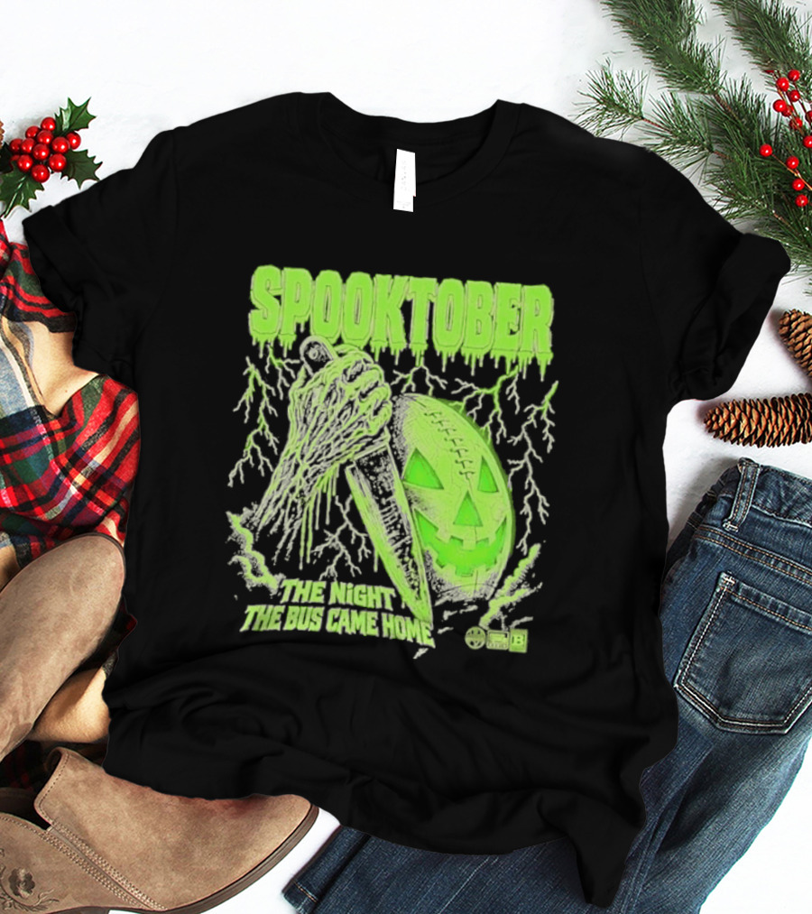 Spooktober The Night The Bus Came Home Halloween Knife Pumpkin Forest T-Shirt