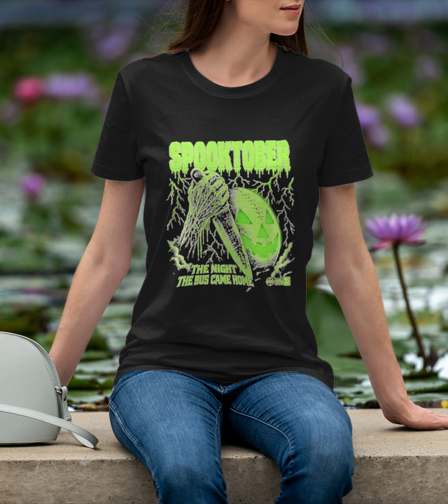 Spooktober The Night The Bus Came Home Halloween Knife Pumpkin Forest T-Shirt