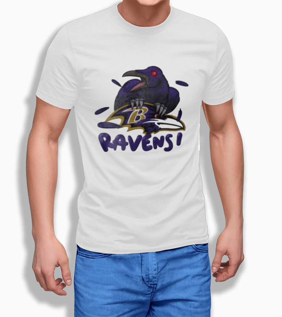 Baltimore Ravens Raven Bird Perched On Iconic Logo Ravens T-Shirt