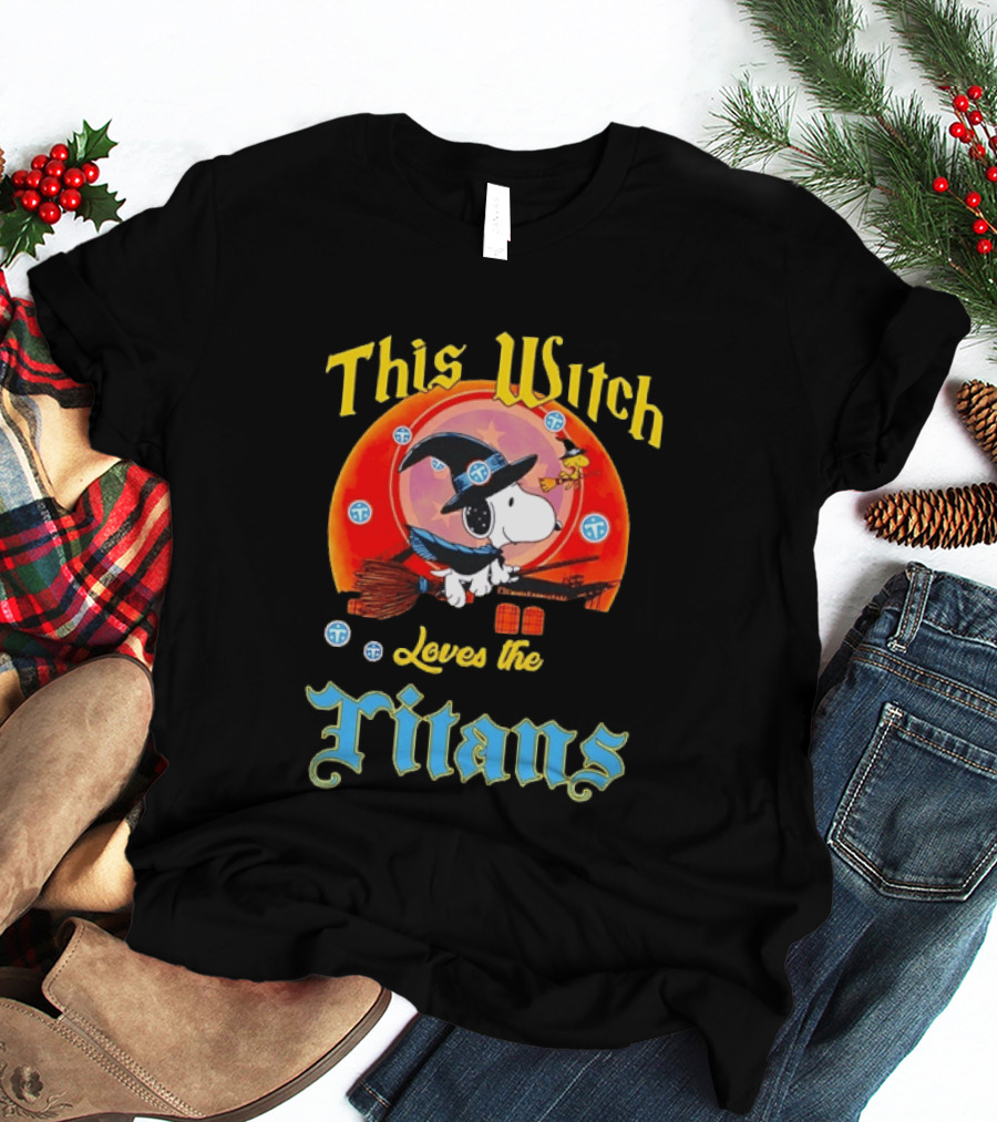 This Witch Snoopy Halloween Loves The Titans T-Shirt