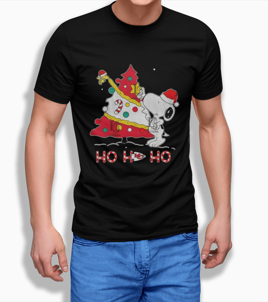 Kansas City Chiefs Snoopy Woodstock Christmas Tree Ho Ho Ho 2026 T-Shirt