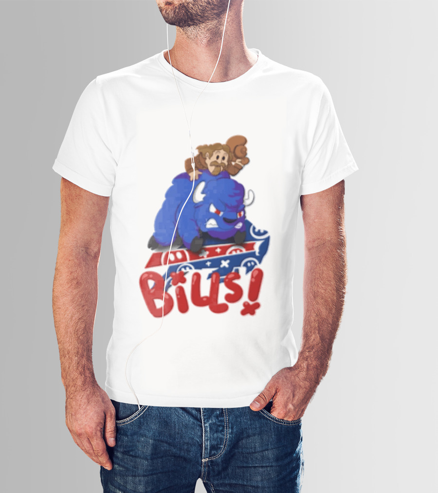 Buffalo Bills Cowboy Riding Angry Blue Bills T-Shirt
