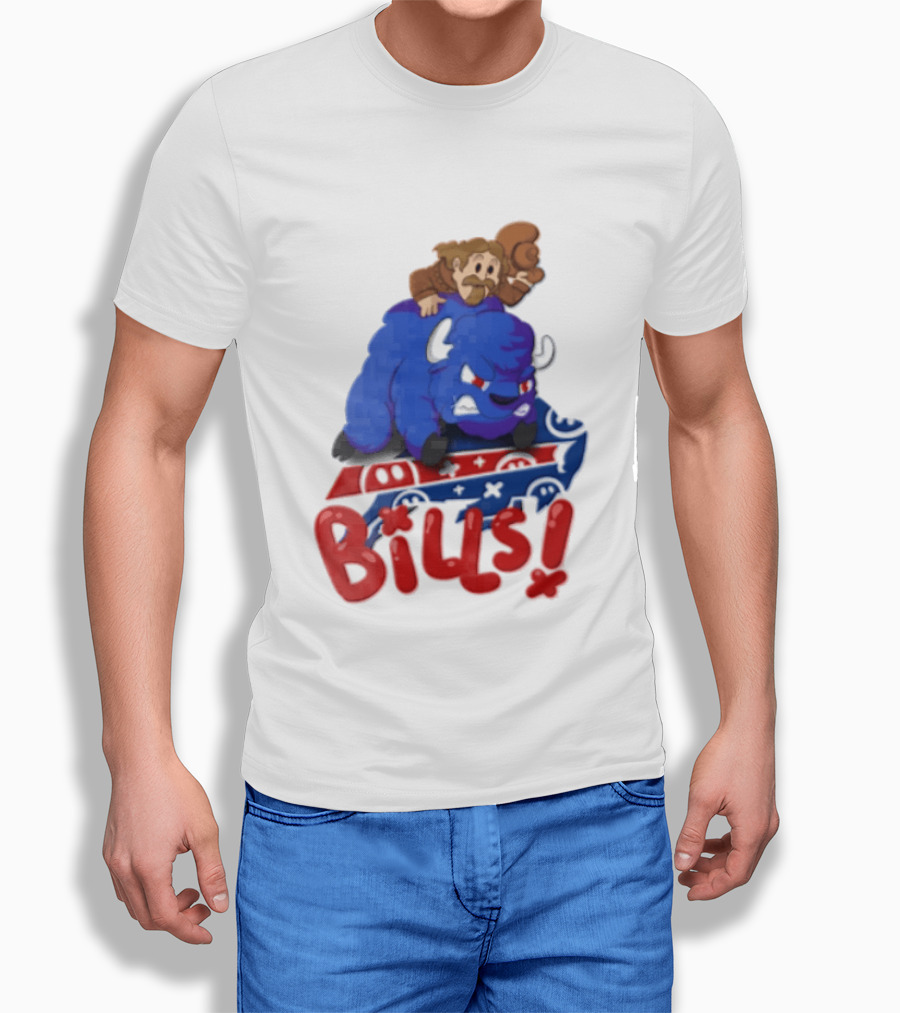Buffalo Bills Cowboy Riding Angry Blue Bills T-Shirt