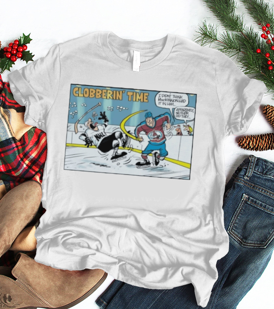 Clobberin Time Nathan MacKinnon Colorado Avalanche Cartoon T-Shirt