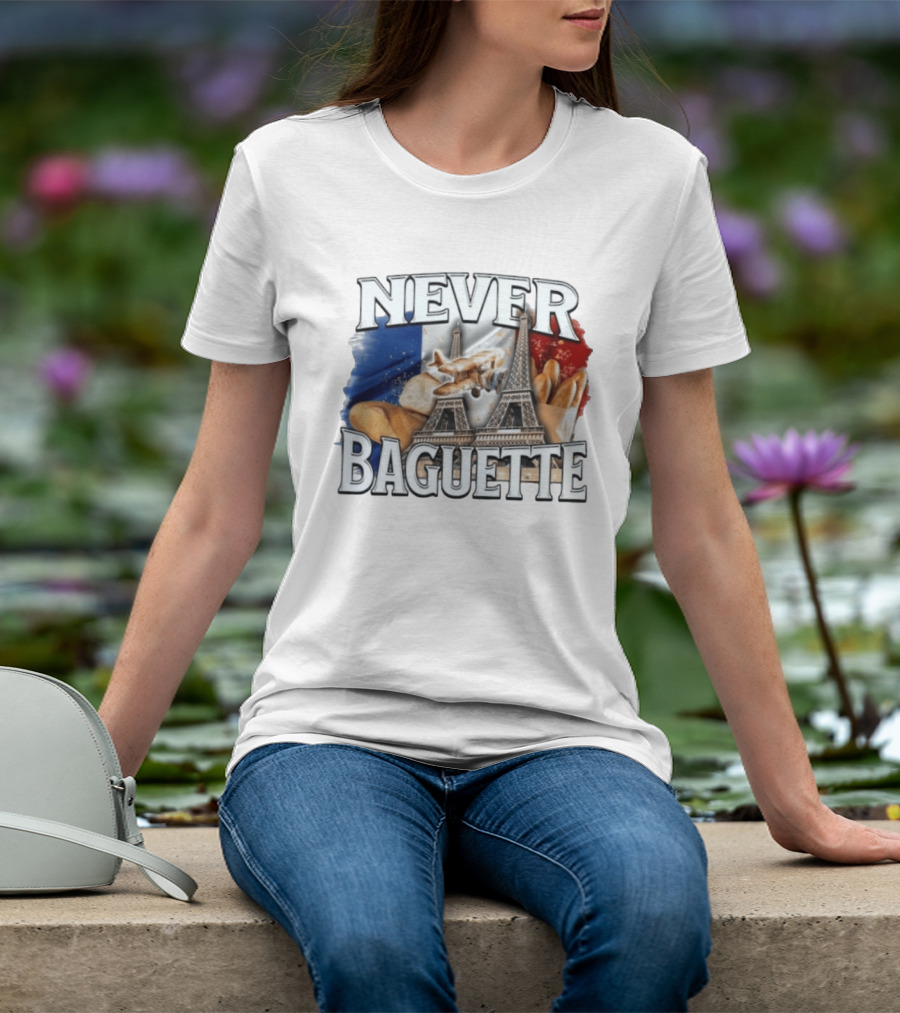 Never Baguette Eiffel Tower Paris France Airplane T-Shirt