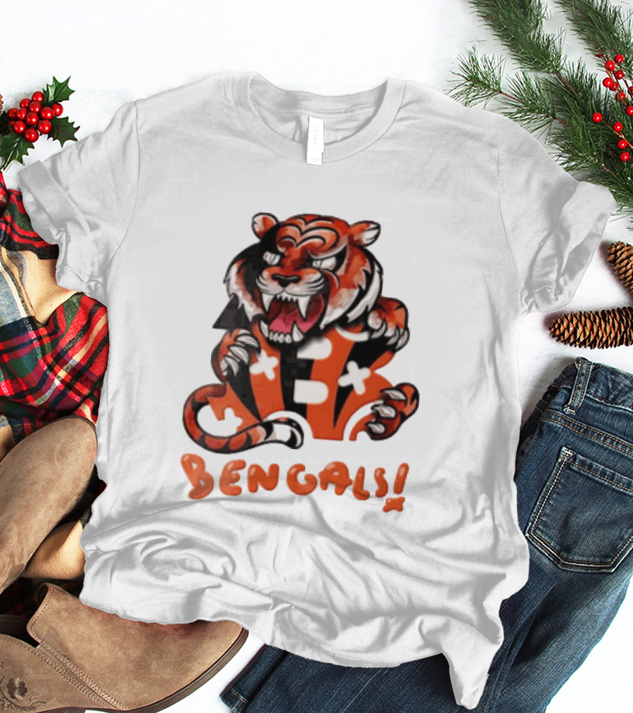 Cincinnati Bengals Snarling Tiger Over Bold B T-Shirt