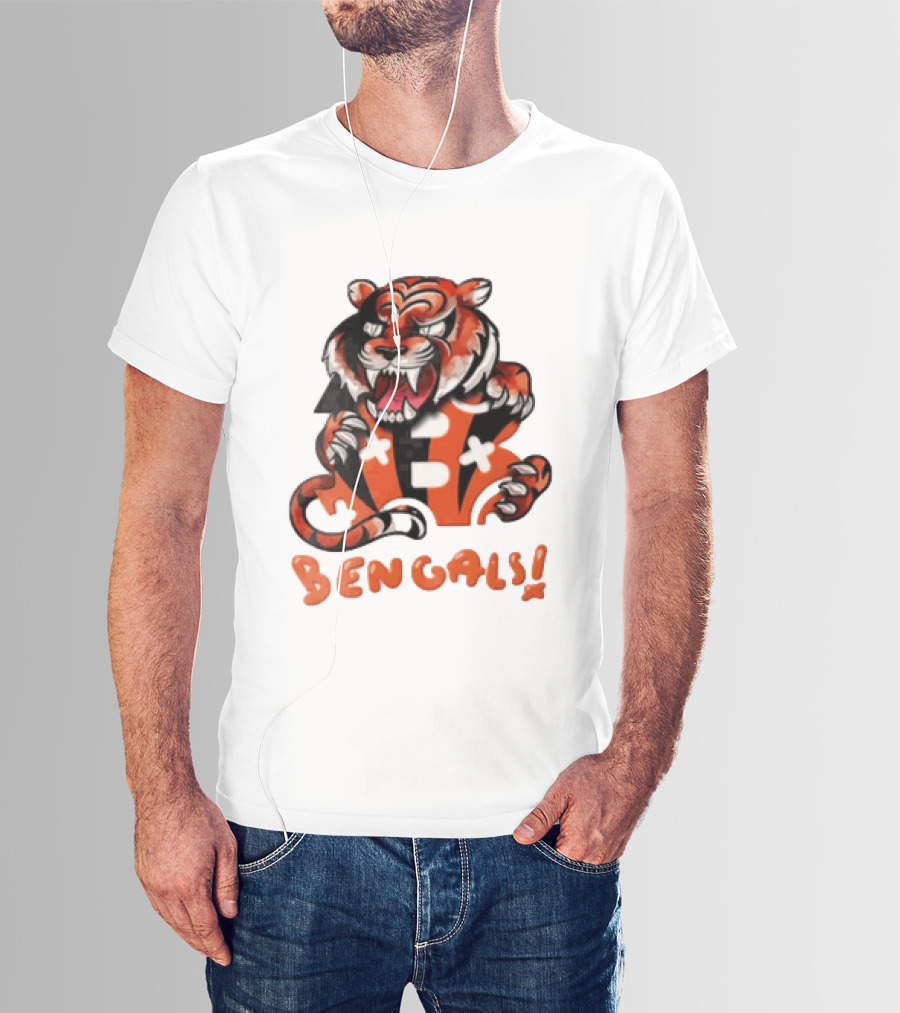 Cincinnati Bengals Snarling Tiger Over Bold B T-Shirt