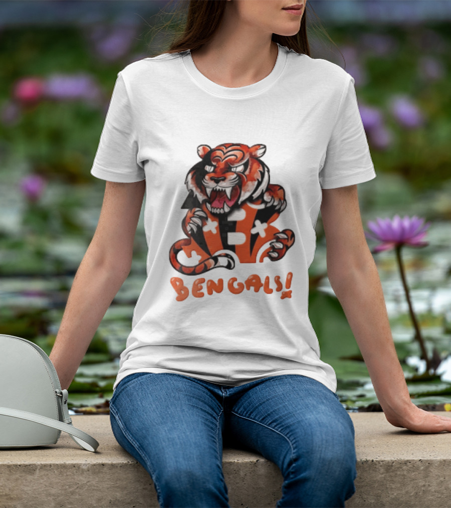 Cincinnati Bengals Snarling Tiger Over Bold B T-Shirt