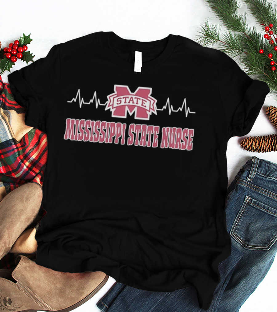 Mississippi State Nurse Heartbeat Bulldogs T-Shirt