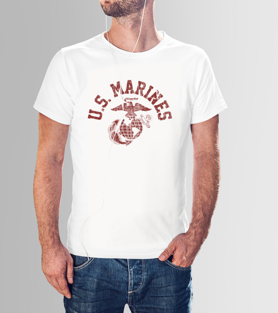 Distressed Eagle Globe Anchor U.S. Marines Semper Fidelis T-Shirt