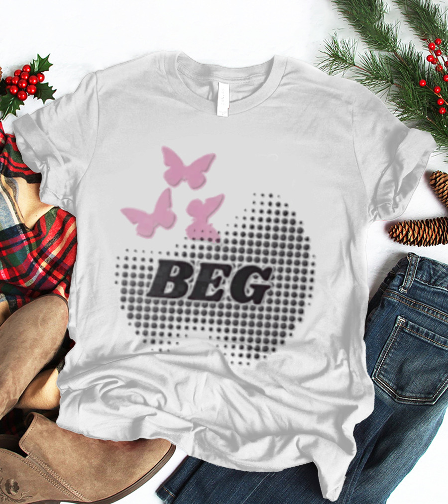 Pink Butterflies BEG Halftone T-Shirt