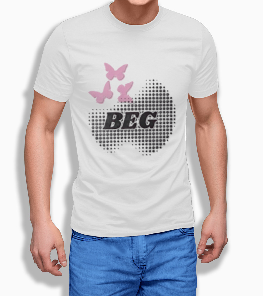 Pink Butterflies BEG Halftone T-Shirt