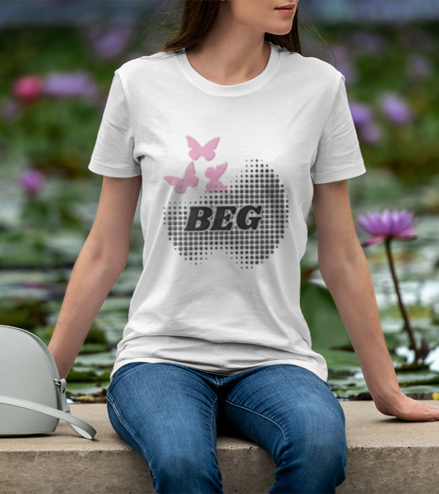 Pink Butterflies BEG Halftone T-Shirt