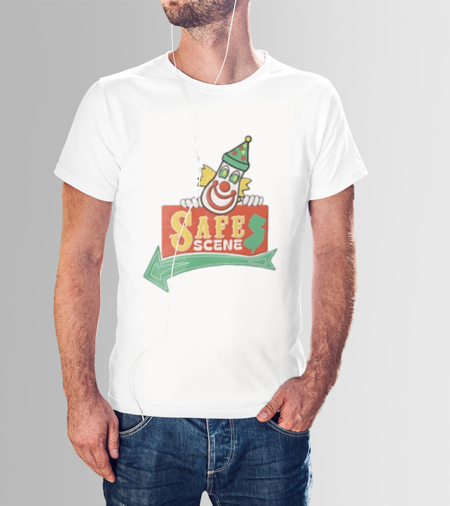 Safe Scene Clown Holding New Jersey Map Sign T-Shirt
