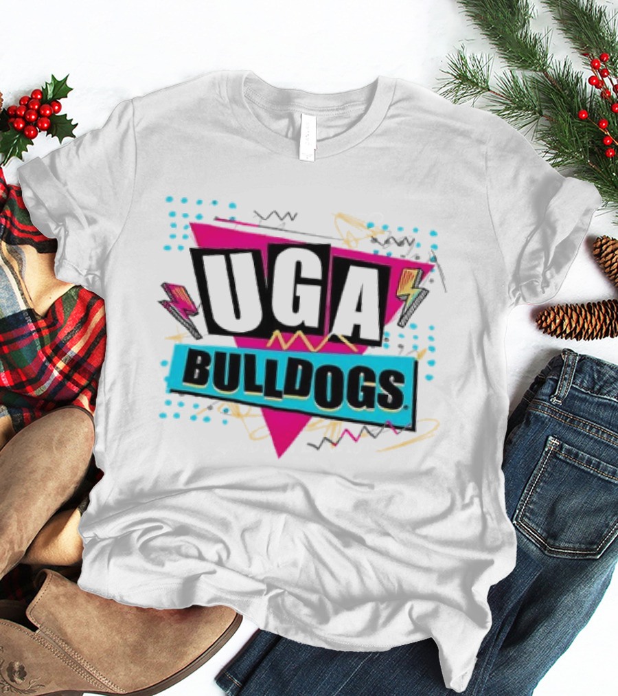 UGA Bulldogs Pink Triangle Lightning Bolts Scribbles T-Shirt