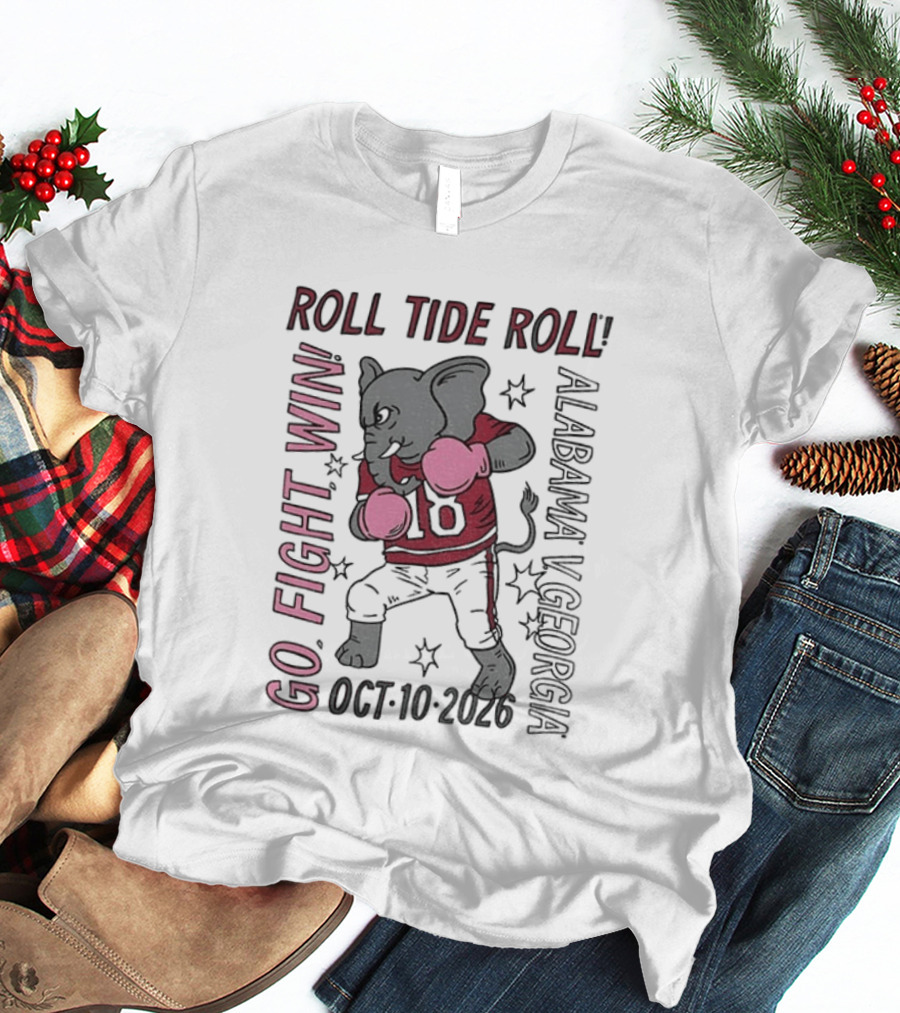 Alabama Crimson Tide Roll Tide Roll Go Fight Win October 10 2026 Vintage Elephant Boxing T-Shirt