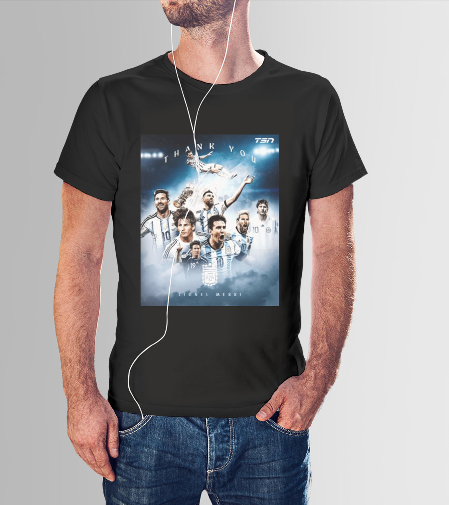 Thank You Lionel Messi TSN Argentina Soccer Legend With Trophy And Team Moments T-Shirt