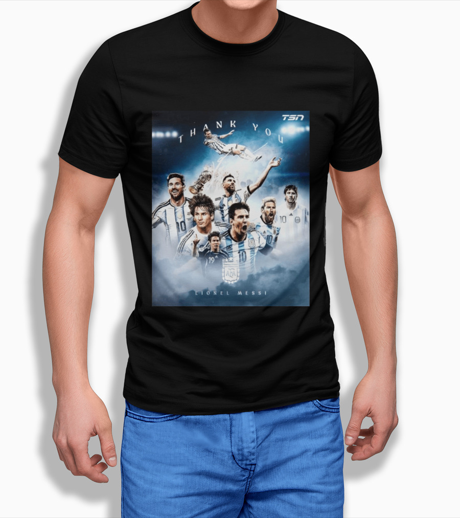 Thank You Lionel Messi TSN Argentina Soccer Legend With Trophy And Team Moments T-Shirt