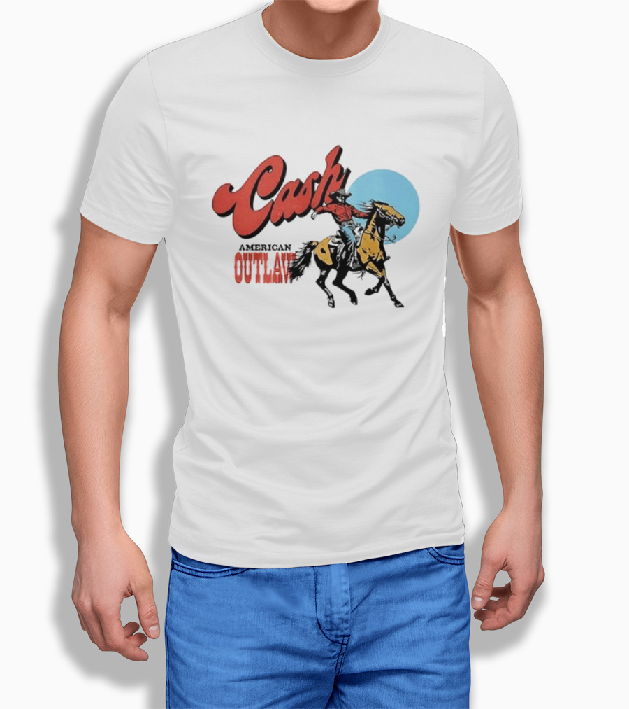 Cash American Outlaw Cowboy Riding Horse T-Shirt