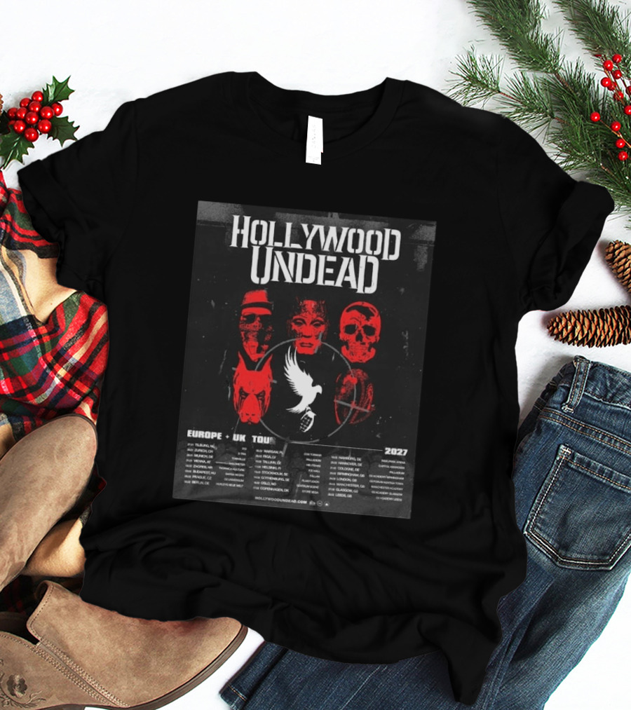 Hollywood Undead Europe UK 2027 Tour Cities And Mask T-Shirt