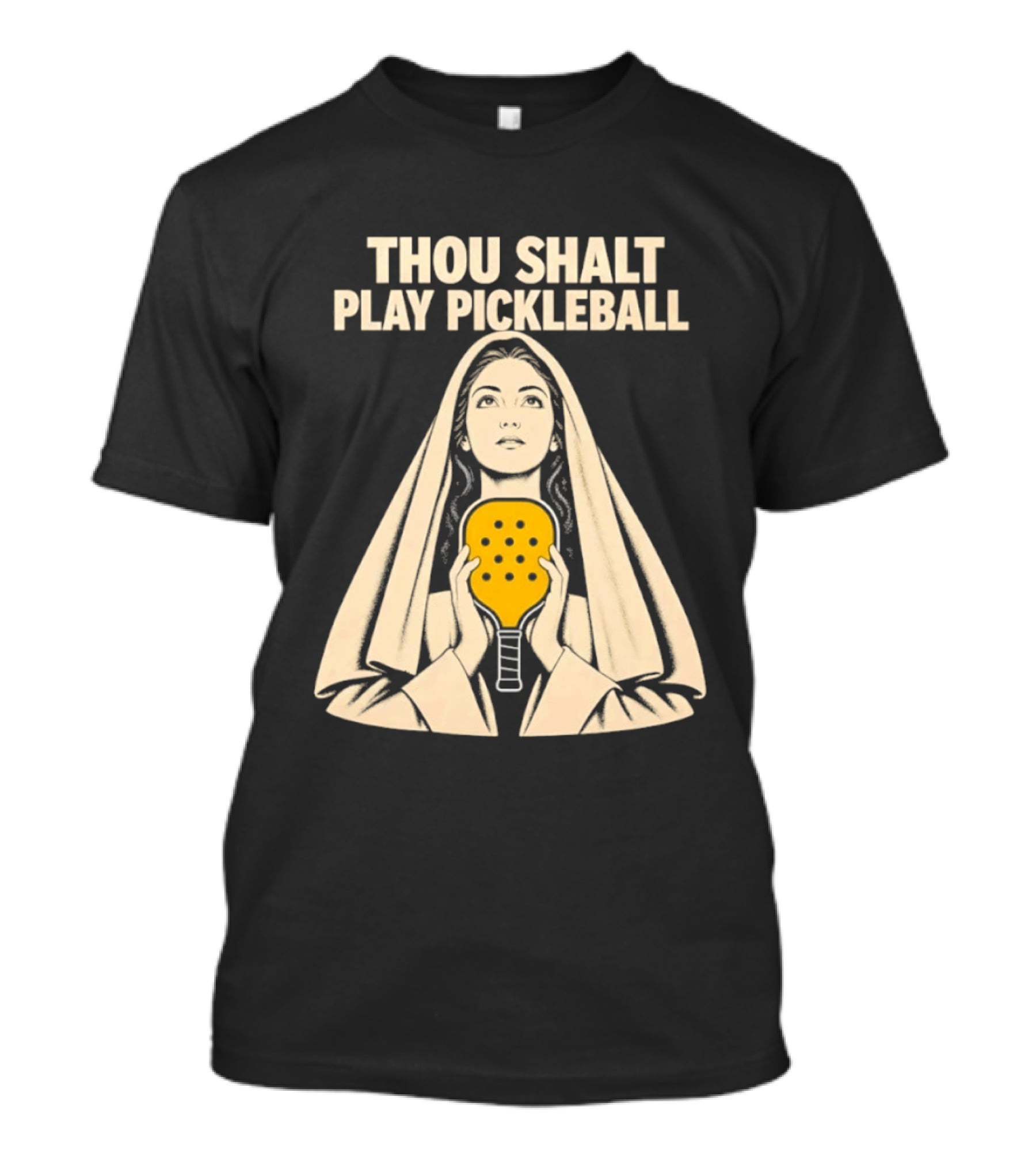 Thou Shalt Play Pickleball Religious Icon Mashup T-Shirt
