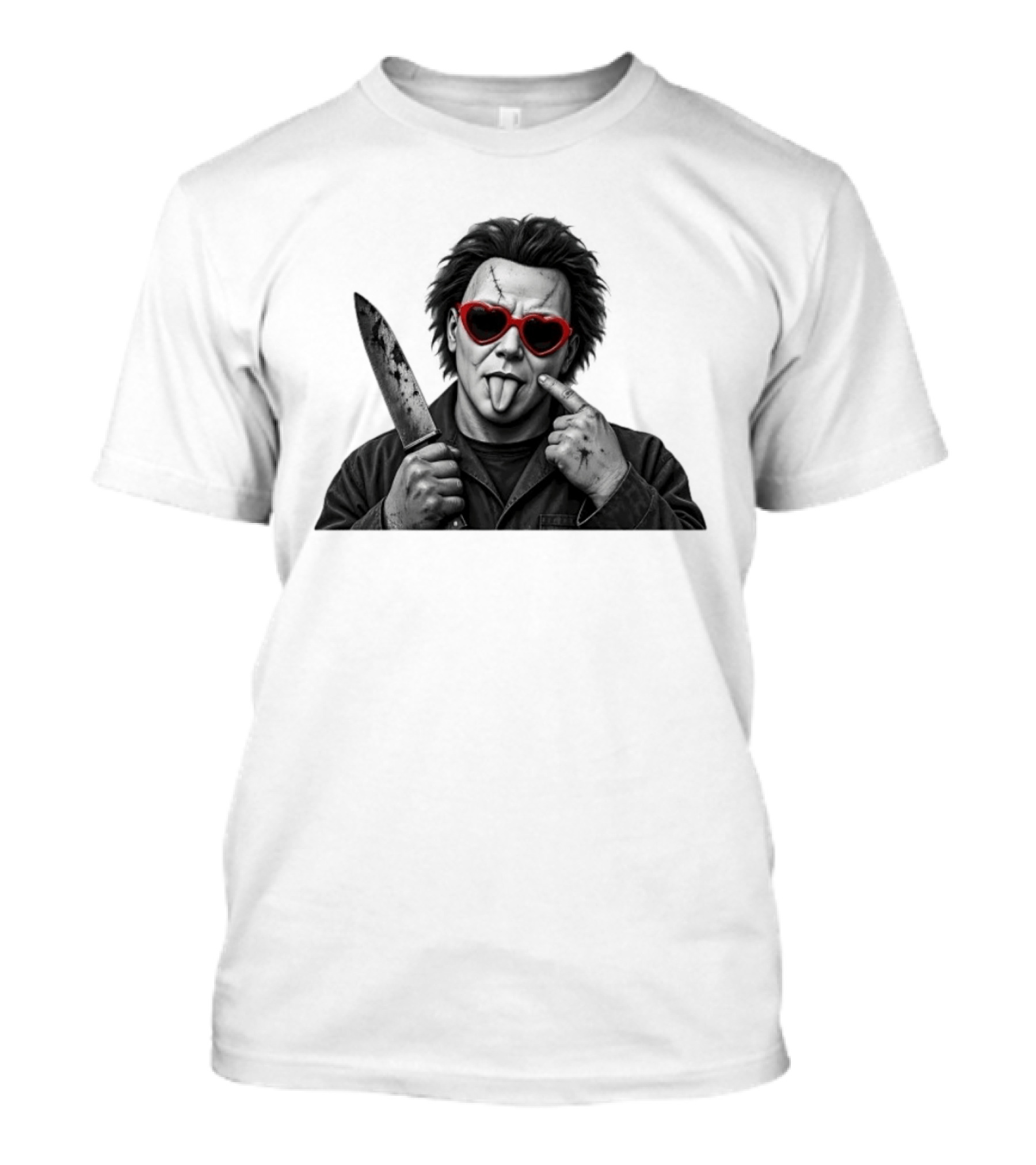 Michael Myers Heart Sunglasses Knife Halloween T-Shirt