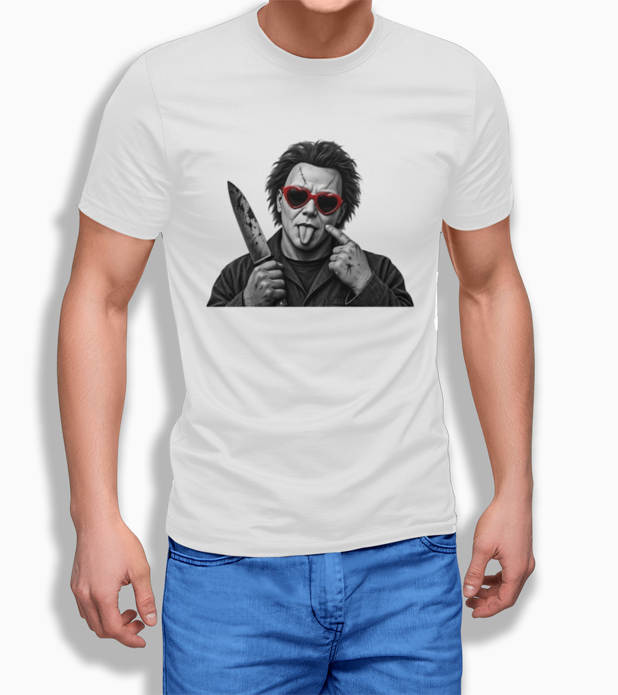 Michael Myers Heart Sunglasses Knife Halloween T-Shirt
